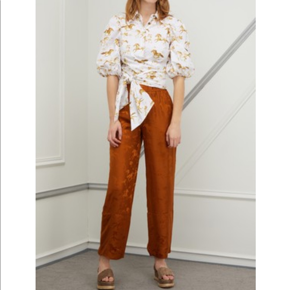 GANNI ACKERLY SILK PANTS (horse print)